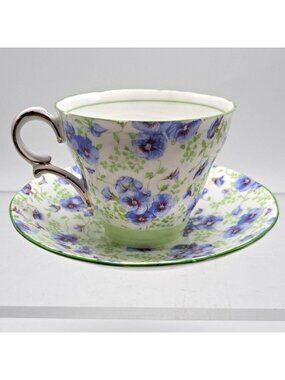 Salisbury Bone China Floral Tea Cup & Saucer Made In England Vintage